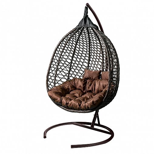 Кресло подвесное двойное Garden story Фиджи, 130 х 110 х 195 см, каркас коричневый фото