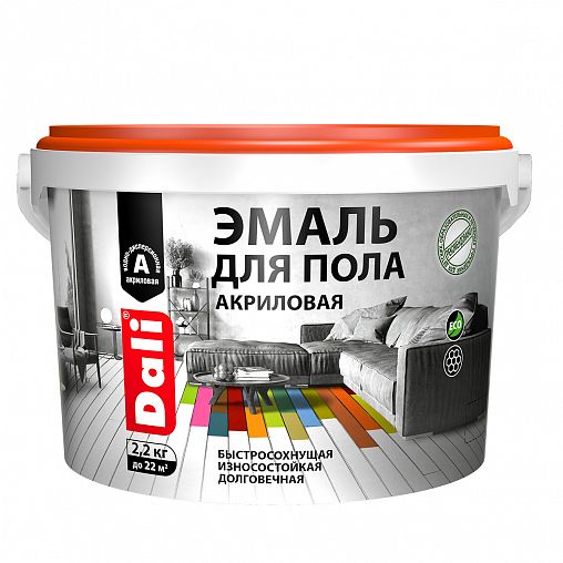 Эмаль для пола Dali, акриловая, полуглянцевая, 2,2 кг, дуб фото