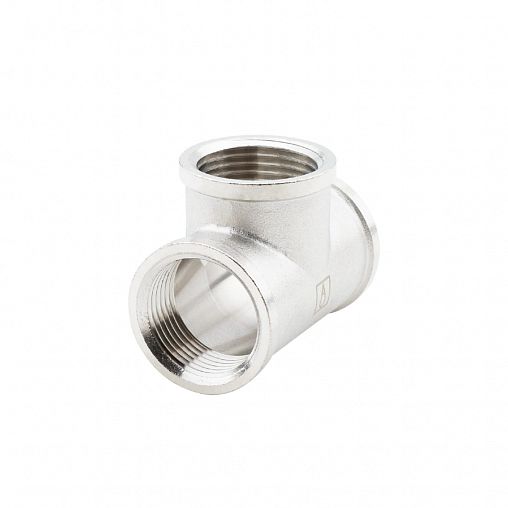 Тройник латунный никелированный Alato внутренняя резьба 1" фото