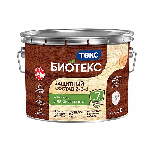 Защитный лессирующий состав для дерева Биотекс (Bioteks) 2-в-1, 9 л, беленый дуб фото
