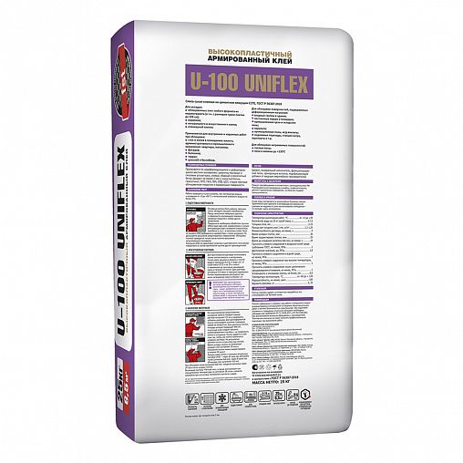 Клей для плитки Unis UniFlex U-100, высокопластичный, 25 кг фото