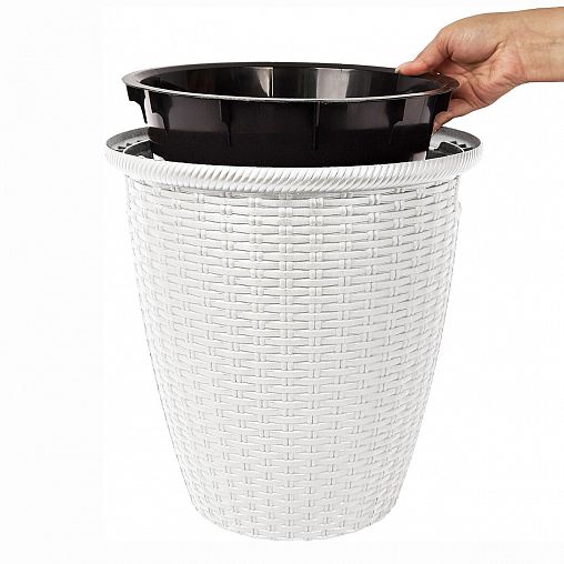 Кашпо напольное InGreen Rattan, с внутренним горшком, 10 л, белоснежный жасмин фото