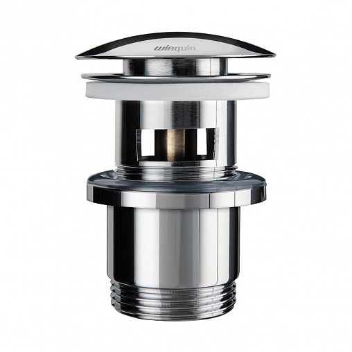Донный клапан для раковины Wirquin Quick Clac, 1 1/4", укороченный, крышка 63 мм, с переливом, хром фото Донный клапан для раковины Wirquin Quick Clac, 1 1/4", укороченный, крышка 63 мм, с переливом, хром фото