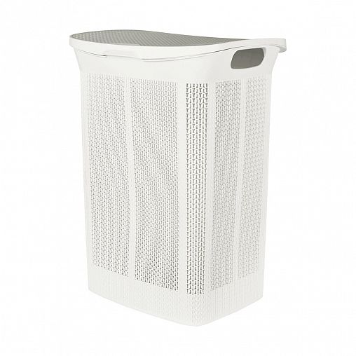 Корзина для белья Keeplex Ajur, с крышкой, 50 л, белое облако фото