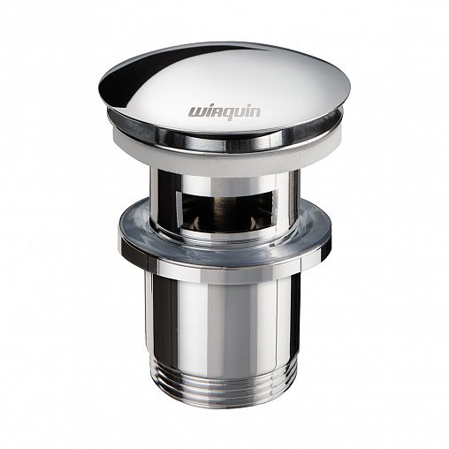 Донный клапан для раковины Wirquin Quick Clac, 1 1/4", укороченный, крышка 63 мм, с переливом, хром фото Донный клапан для раковины Wirquin Quick Clac, 1 1/4", укороченный, крышка 63 мм, с переливом, хром фото