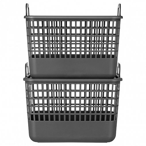 Корзина с крышкой и ручками Бытпласт Kobo, 32 x 22,4 x 25,5 см, серая фото