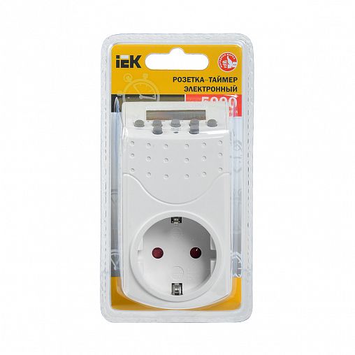 Таймер розеточный электронный IEK РТЭ-1, недельный, 1 мин/7 дн, 16 А, IP20, белый фото