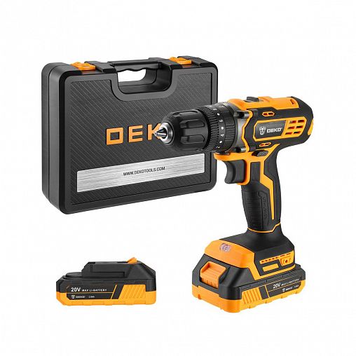 Дрель-шуруповерт аккумуляторная Deko DKCD20 Impact SET 3, 20 В, 2 x 2 Ач Li-ion, ЗУ фото