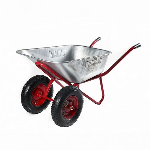 Тачка двухколесная строительная Tsunami WB 300D, 110 л, пневматические колеса фото