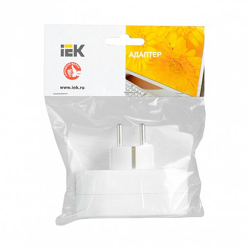 Разветвитель электрический IEK Т-01/02, 16 А, 2 гнезда, белый фото