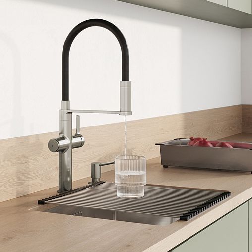 Смеситель для кухни IDDIS Ikon, с гибким изливом и подключением к фильтру, сатин фото