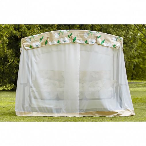 Качели садовые Olsa Турин Премиум Flower, трехместные, 244,2 x 144 x 186 см, каркас черный фото