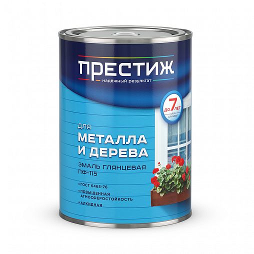Эмаль ПФ-115 для металла и дерева Престиж, алкидная, глянцевая, 0,9 кг, черная фото