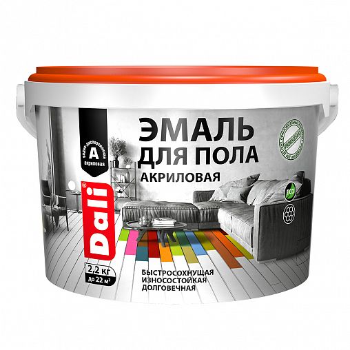 Эмаль для пола Dali, акриловая, полуглянцевая, 2,2 кг, орех фото