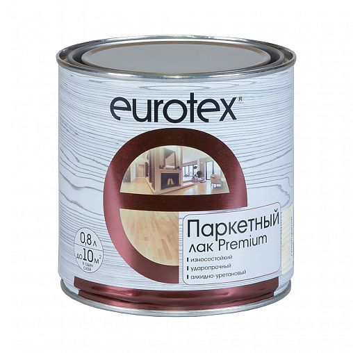 Лак паркетный Eurotex Premium, алкидно-уретановый, полуматовый, 0,8 л фото