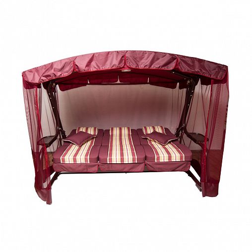 Качели садовые Olsa Палермо Премиум, трехместные, 266,5 x 144 x 186 см, каркас бордовый фото