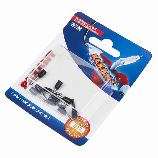 Наконечник штыревой втулочный изолированный Rexant НШВИ, 1,5 мм², 8 мм, черный, 10 шт фото