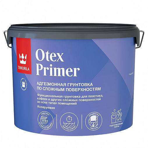 Грунтовка адгезионная Otex Primer (Отекс Праймер) TIKKURILA, база А, белая, 9 л фото