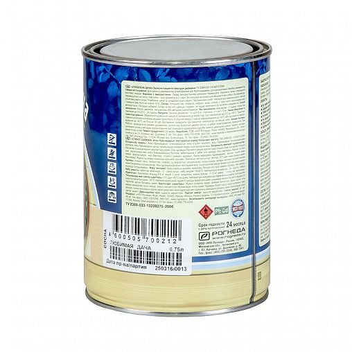 Защитно-декоративное покрытие для дерева Любимая дача, полуматовое, 0,75 л, тик фото