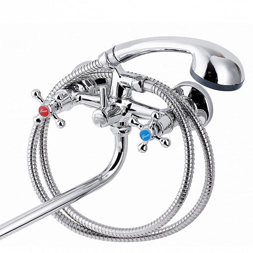 Смеситель для ванны с душем Fauzt FZs-471-06, с длинным изливом, двухвентильный, хром фото