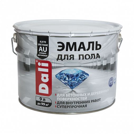 Эмаль для пола Dali, алкидно-уретановая, глянцевая, красно-коричневая, 9 л фото