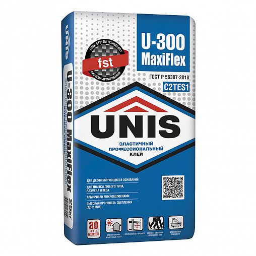 Клей для плитки Unis MaxiFlex U-300, высокопластичный, 25 кг фото