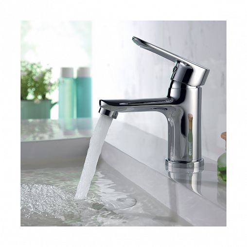 Смеситель для раковины с коротким изливом Rossinka RS32-11, однорычажный, хром фото