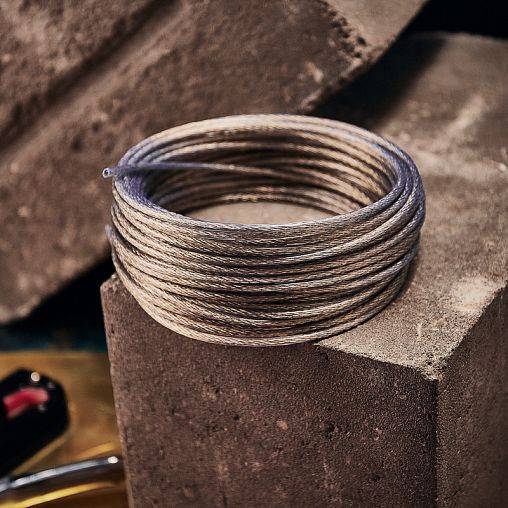 Трос стальной в ПВХ оплетке Rexant, D 4 мм, 20 м, прозрачный фото