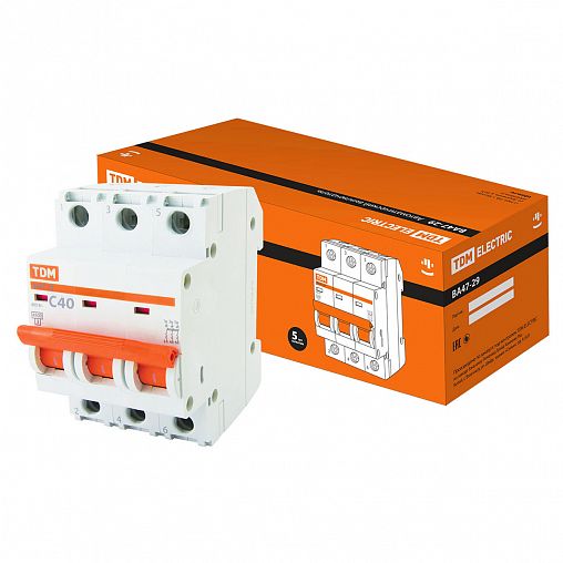 Выключатель автоматический Tdm Electric ВА47-29, 3Р, 40 А, 4,5 кА, тип C фото