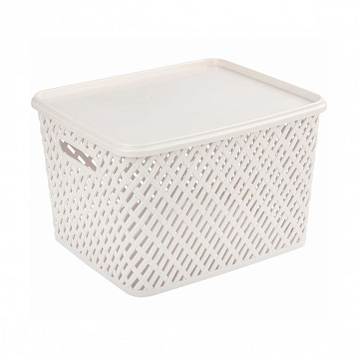Корзина для хранения Альтернатива Плетенка, с крышкой , 35 x 29 x 22,5 см, бежевая фото