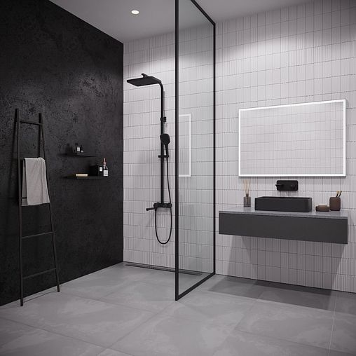 Душевая система с тропическим душем IDDIS Slide, с управлением Push Control, черная матовая фото