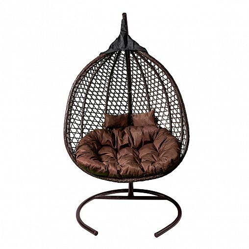 Кресло подвесное двойное Garden story Фиджи, 130 х 110 х 195 см, каркас коричневый фото