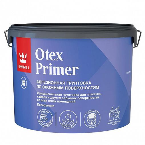 Грунтовка адгезионная Tikkurila Otex Primer (Отекс Праймер), база А, белая, 0,9 л фото