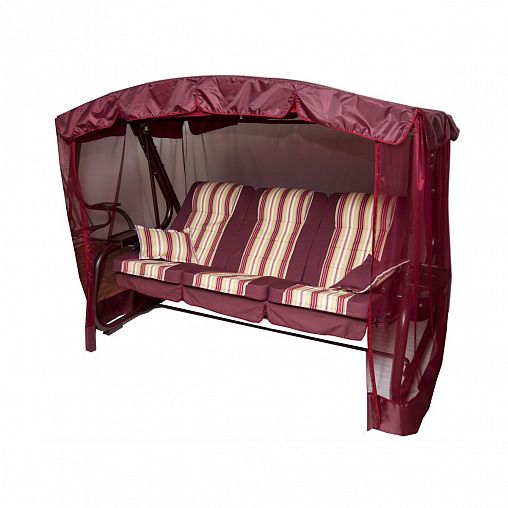 Качели садовые Olsa Палермо Премиум, трехместные, 266,5 x 144 x 186 см, каркас бордовый фото