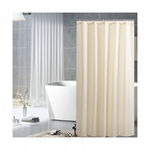 Штора для ванной Рыжий кот, 180 x 180 см, полиэтилен, бежевая фото