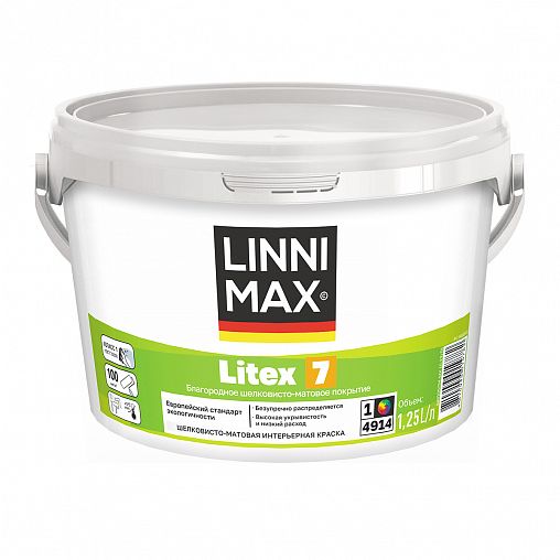 Краска интерьерная Linnimax Litex 7, база 1, белая, 2,5 л фото
