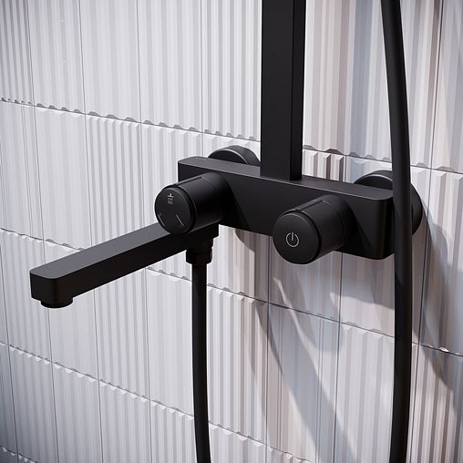 Душевая система с тропическим душем IDDIS Slide, с управлением Push Control, черная матовая фото