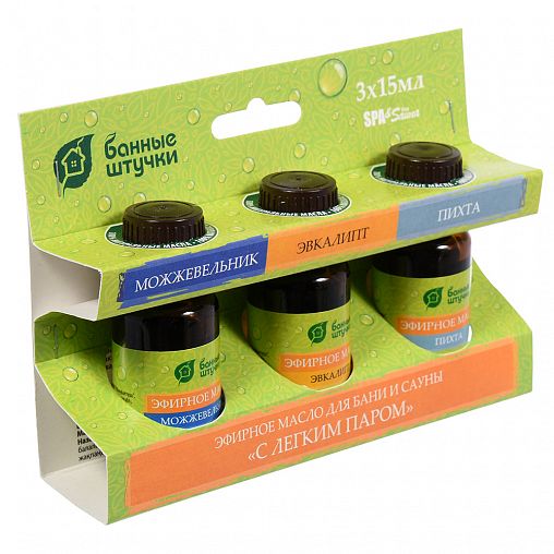 Набор эфирных масел Банные штучки С легким паром, (пихта, можжевельник, эвкалипт), 3 шт фото