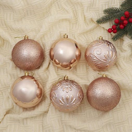 Набор елочных шаров Зимнее волшебство Амаль, d 10 см, 6 шт, золото фото