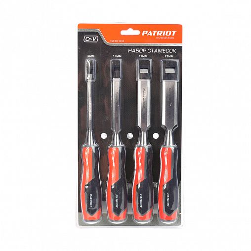 Стамески Patriot, 6, 12, 19, 25 мм, 4 шт фото