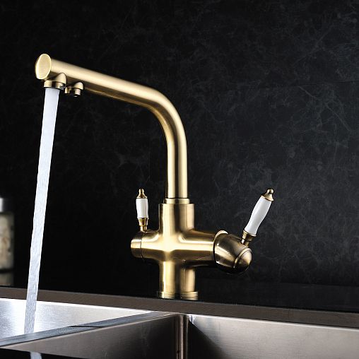 Смеситель для кухни Lemark Villa LM4861B, с подключением к фильтру, однорычажный, бронза фото