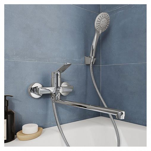 Смеситель для ванны с душем Milardo Enjoy, с длинным изливом, глянцевый хром фото