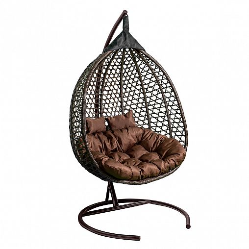 Кресло подвесное двойное Garden story Фиджи, 130 х 110 х 195 см, каркас коричневый фото