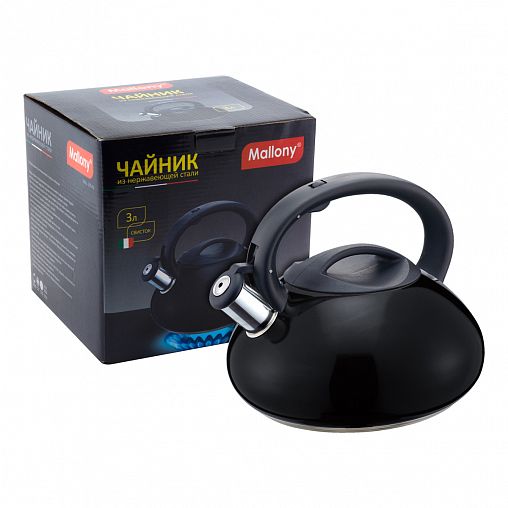 Чайник со свистком Mallony MAL-105-N, нержавеющая сталь, 3 л, черный фото