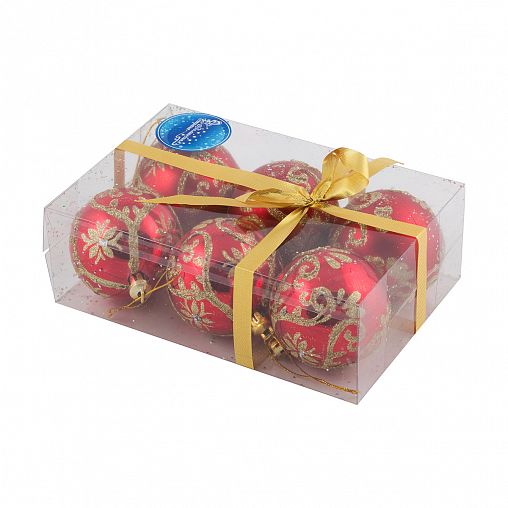 Набор елочных шаров Волшебная страна PBD6-6-834-R, d 6 см, 6 шт, красный фото