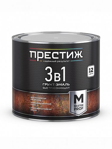 Грунт-эмаль по ржавчине 3 в 1 Престиж М, полуматовая, 1,9 кг, синяя фото
