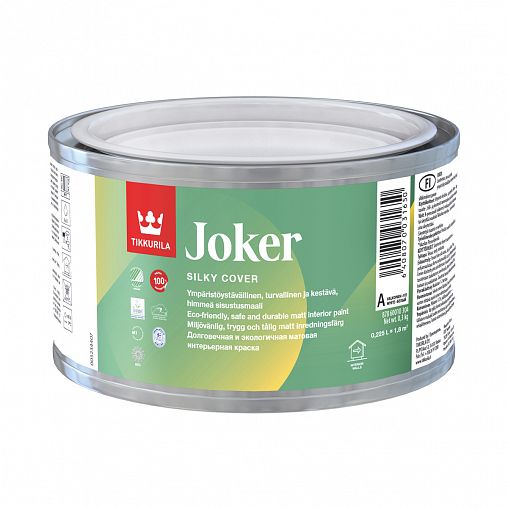 Краска интерьерная моющаяся Joker (Джокер) TIKKURILA 0,225л белый (база А) фото
