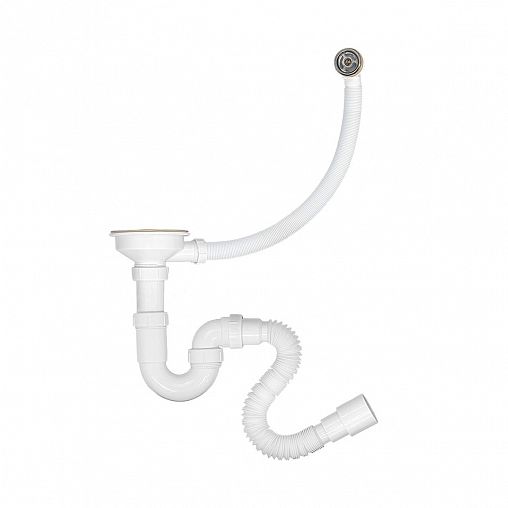 Сифон MasterProf 2 в 1, 1 1/2" x 40 мм, с отводом, с нержавеющей чашкой, гофротруба 720 мм фото