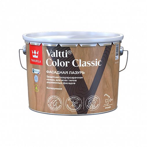 Фасадная лазурь Tikkurila Valtti Color Classic (Валтти Колор Классик), база EC, бесцветная, 9 л фото