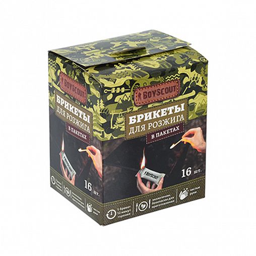 Брикеты для розжига Boyscout, в пакетах, 16 шт фото